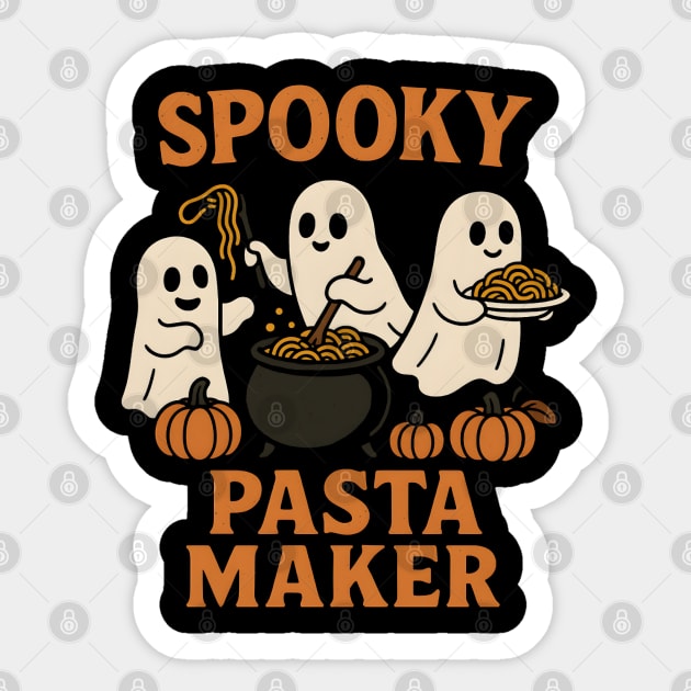 Spooky Pasta Maker Ghost Halloween Graphic | Funny Food Gift Sticker by MakerMind8.2